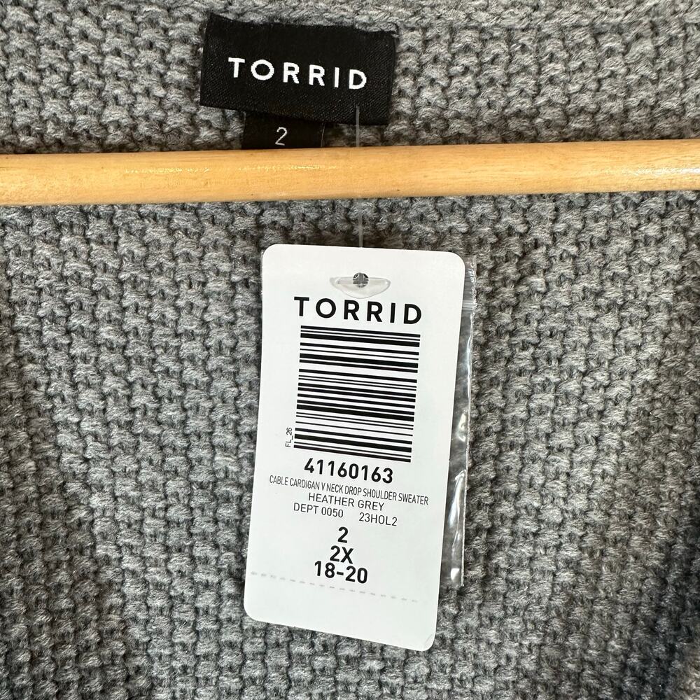 TORRID Grey Chunky Cable knit Cardigan Womans Plus 2X NWT casual comfort - Picture 7 of 10